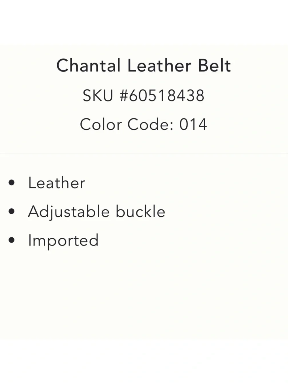 NWOT Anthropologie Chantal Leather Belt In Neutral  Size Small